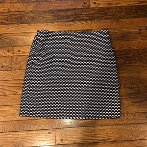 Ann Taylor Navy Print Work Pencil Skirt